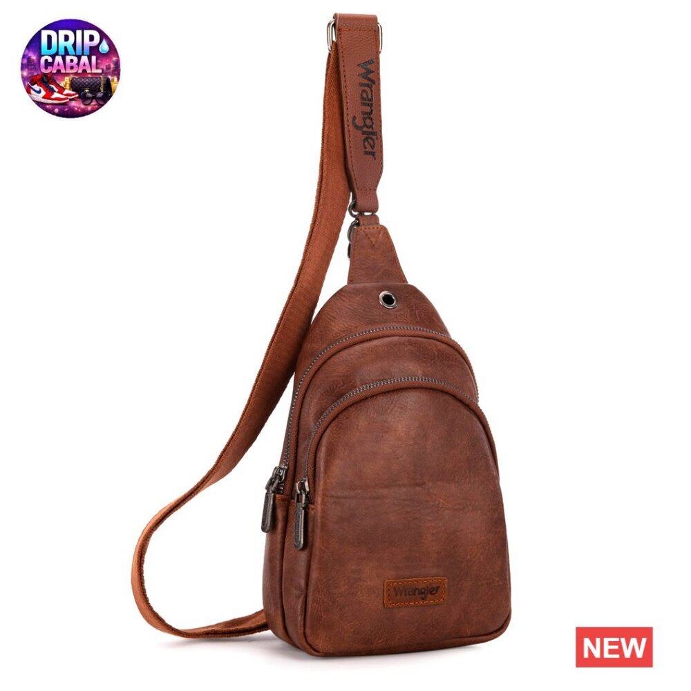 Faux Leather Crossbody Sling Bag with Adjustable Strap